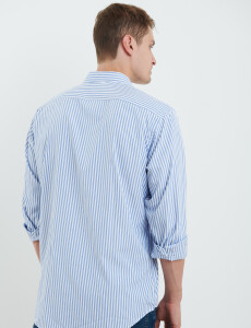 012626 CAMISA HARRINGTON LABEL Blanco/celeste