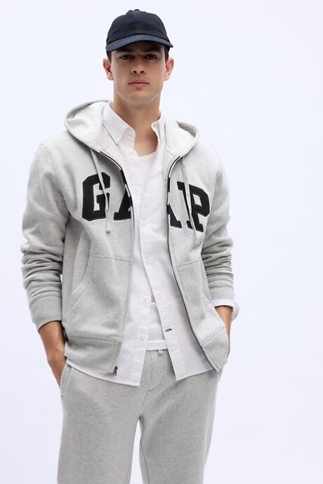 Canguro Con Cierre Logo Gap Hombre Light Heather Grey