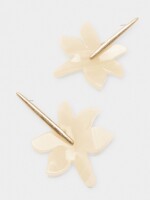 Pendientes Largos Con Flor Perlada beige