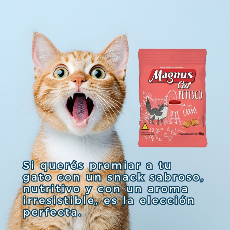 SNACK MAGNUS CAT PETISCO 40 GRAMOS SABOR CARNE