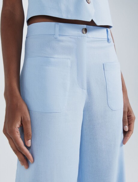 PANTALÓN RECTO CON BOLSILLOS AZUL