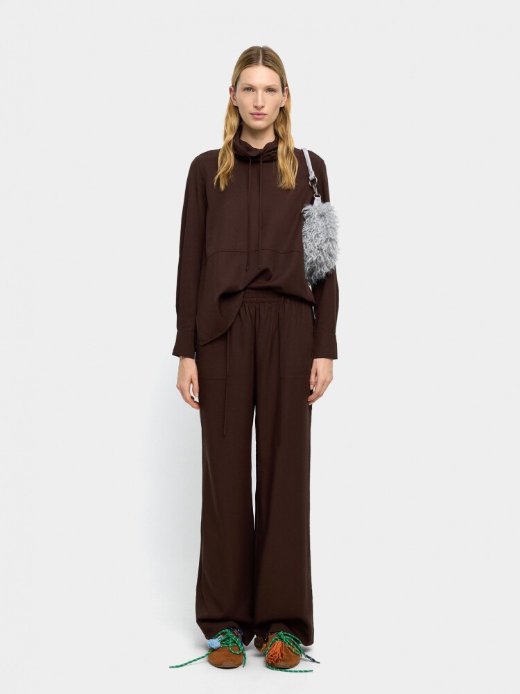 Pantalón Con Cintura Elástica Y Bolsillos marron