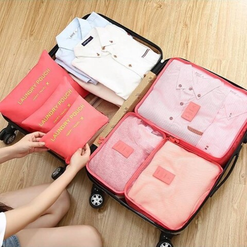 Set 6 bolsas organizadoras equipaje de viaje para valija rojo