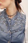 CHALECO STUDS CUERO Petroleo