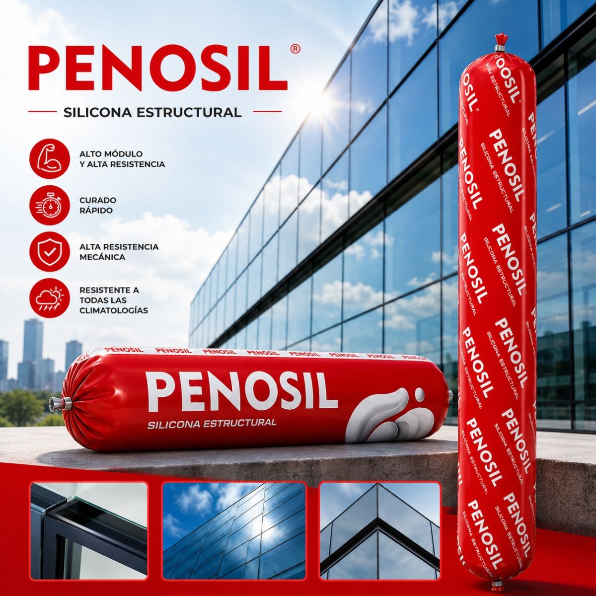 SALCHICHA SILICONA ESTRUCTURAL SG-71 600ML PENOSIL Salchicha Silicona Estructural Sg-71 600ml Penosil