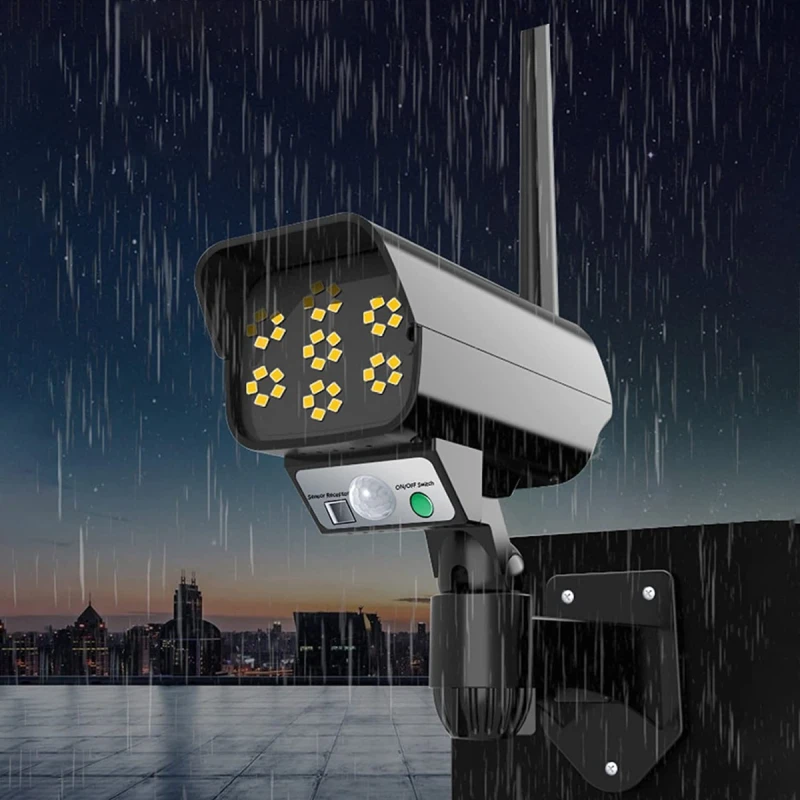 Camara De Seguridad Foco Led Aplique Pared Simulador Sensor Negro