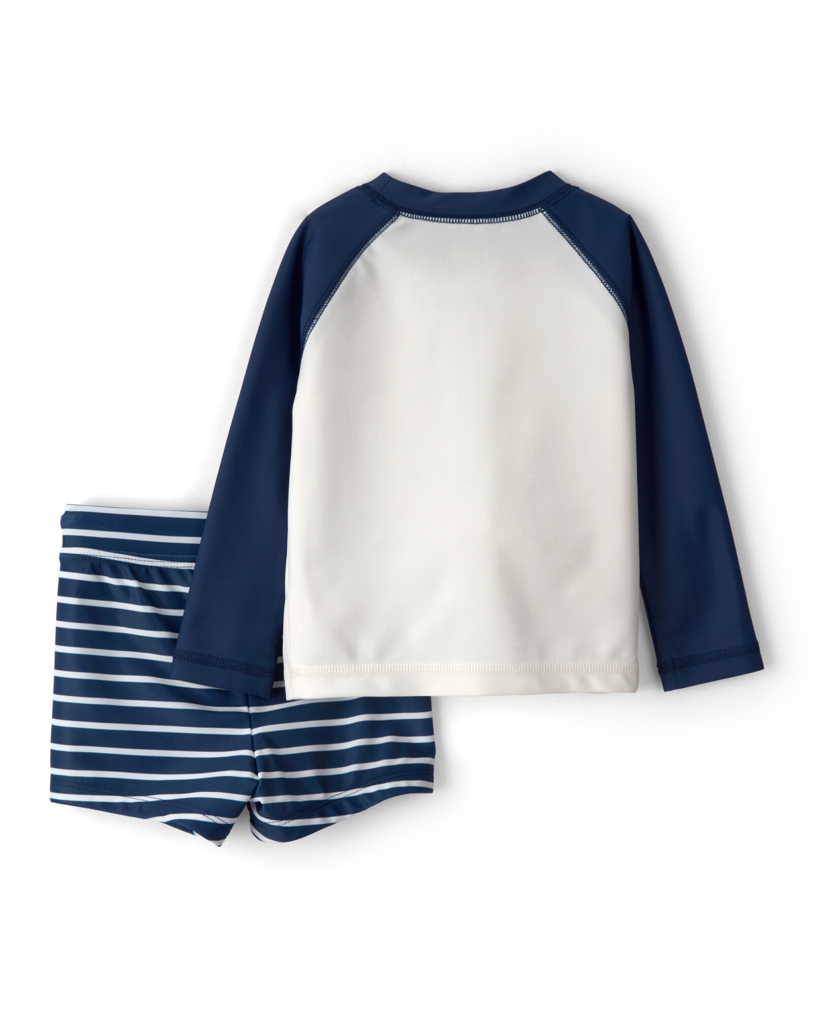 Traje de baño dos piezas, remera manga larga y short, con protección UPF 50+, estampa pelícano Sin color