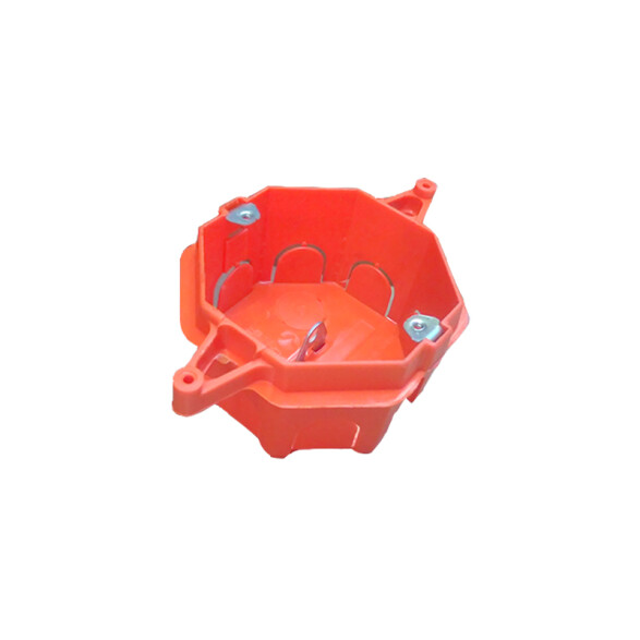 Caja plástica naranja p/embutir de centro sin tapa C10209