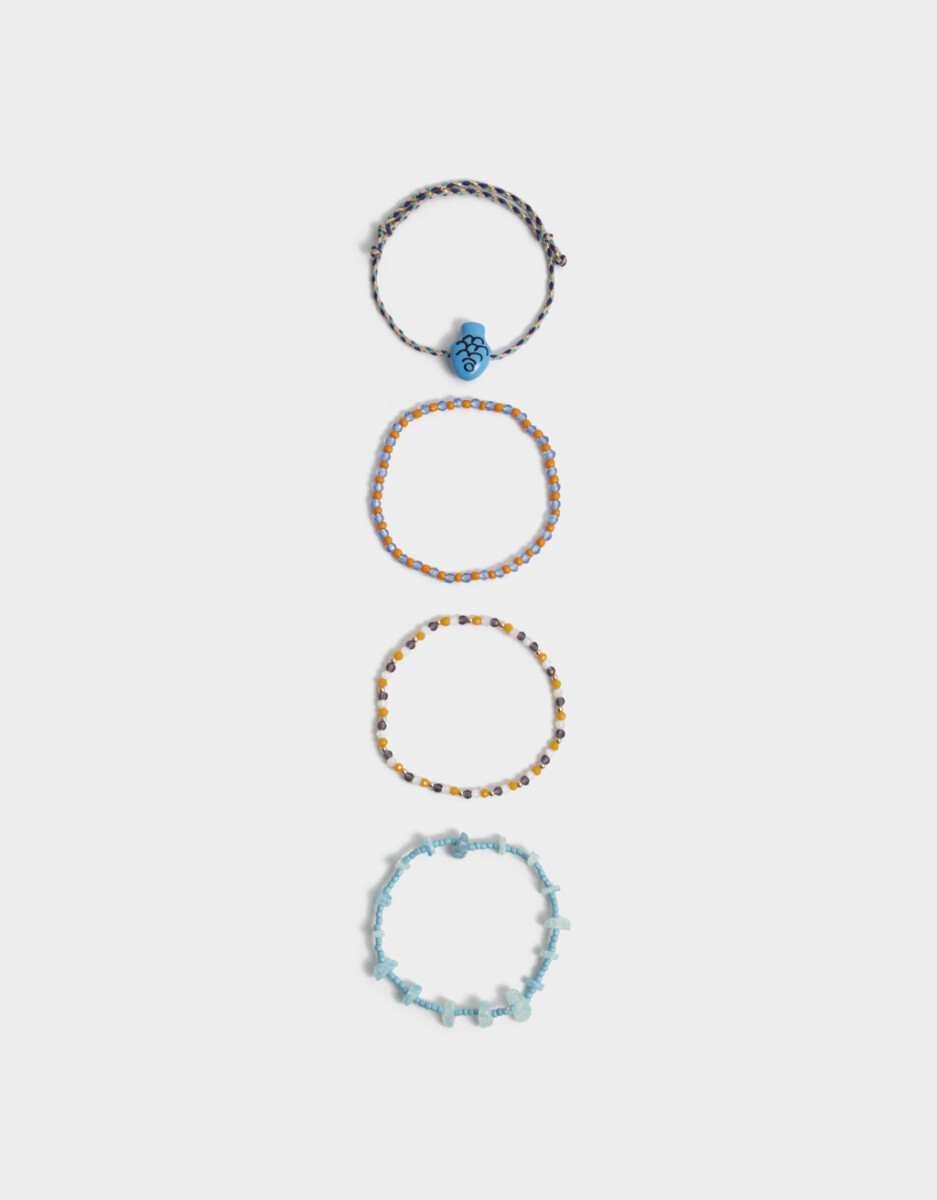 Pulseras Elásticas Set Con Mostacillas 