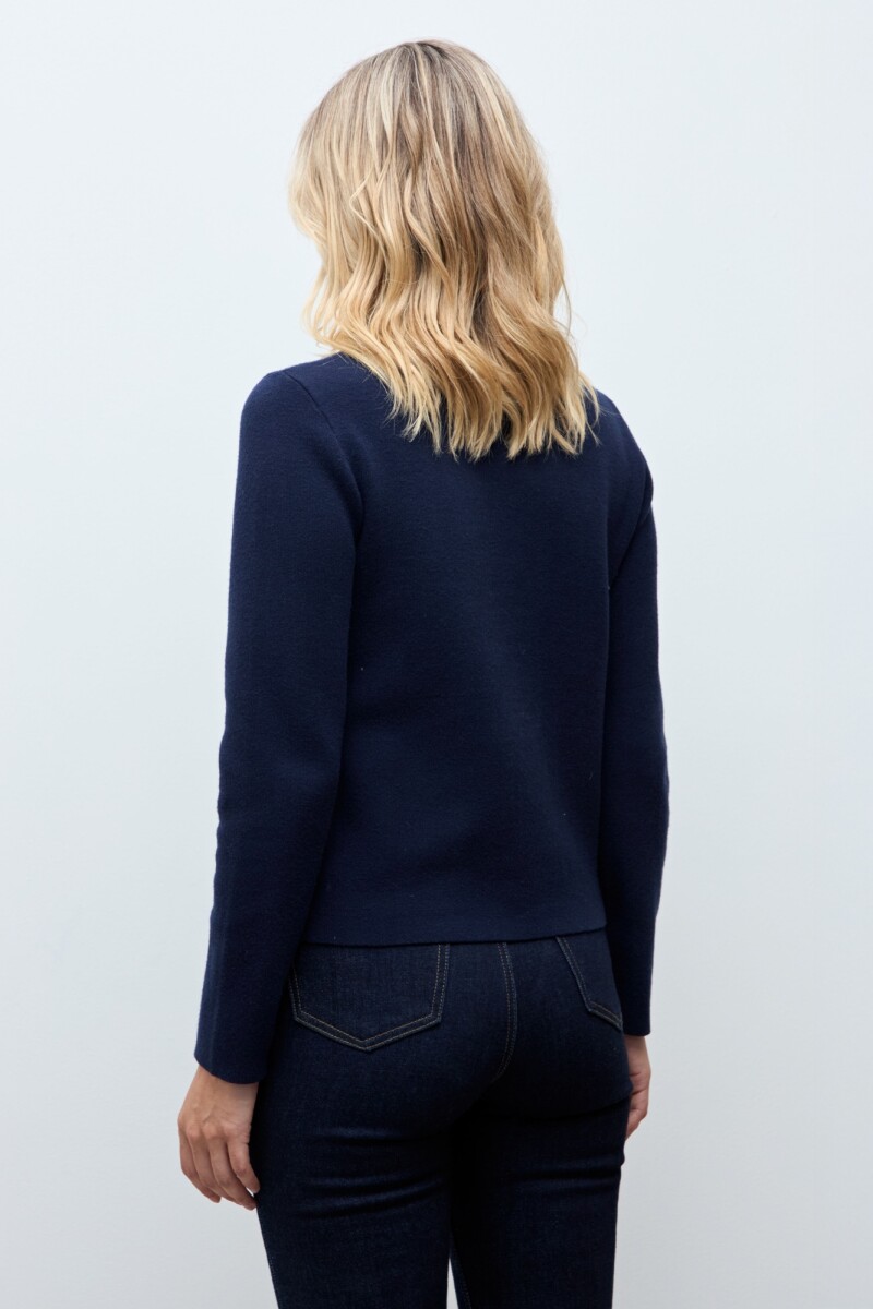 Chaqueta tejida cuello desmontable azul marino