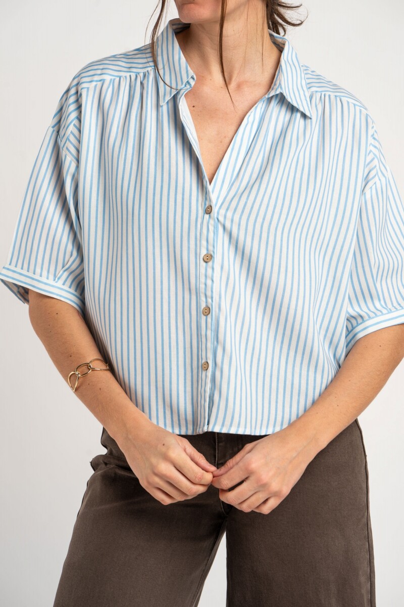Blusa Rayada - Celeste 