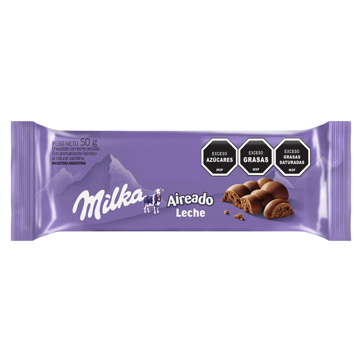 Tableta de Chocolate Milka Aireado con Leche 50G 