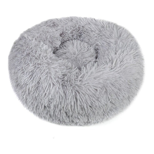 Cama Para Gato Cucha Puff Peluda Cómoda 50 Cm Mascota Variante Color Gris Claro