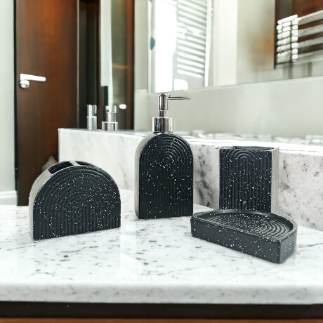 Set 4 Piezas De Cerámica Para Baño Negro