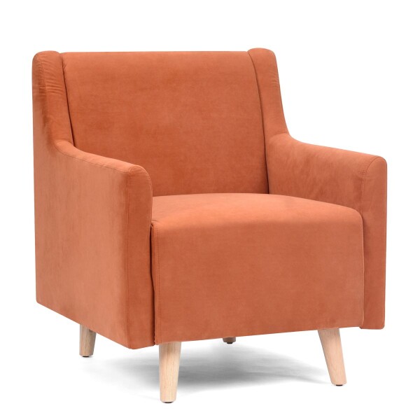 Butaca Sillon Poltrona Durham Tejido Patas Madera NARANJA