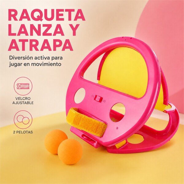 Raqueta Lanza y Atrapa Pelota con 2 Bolas Rosa 1