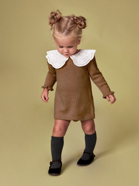 Vestido De Punto Con Cuello Nude