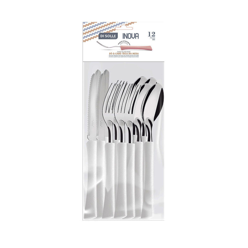 Juego cubiertos acero inox 12 piezas Inova BLANCO