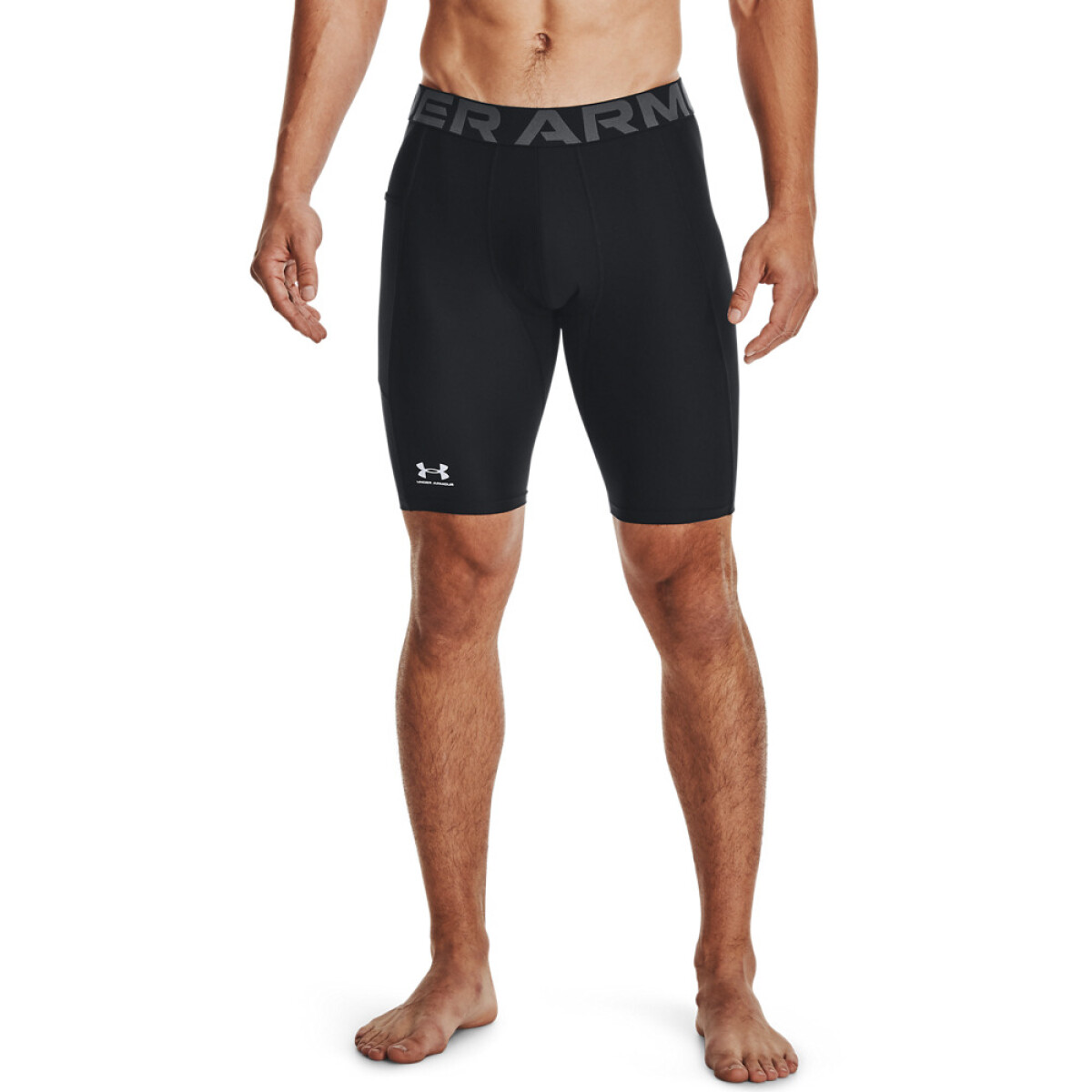 UA HG Armour Lng Shorts-WHT - BLK-001 