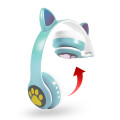 Auriculares Bluetooth Over-Ear Cat VZV-23M con Orejas y Led Celeste