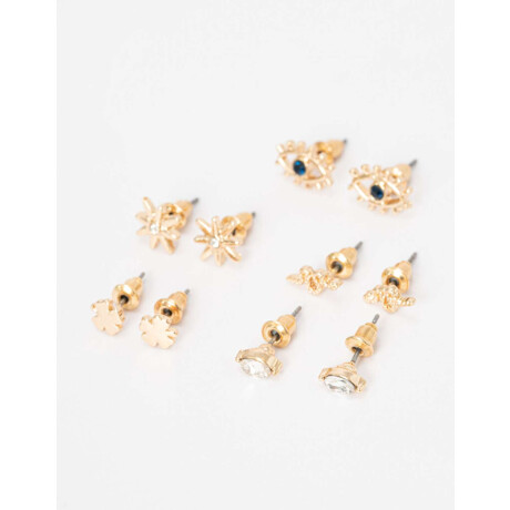 Set De 5 Aros Pasantes Místicos Dorado