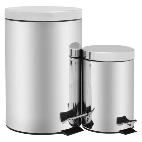 Set x2 papeleras acero inoxidable 3Lts y 12Lts Gris