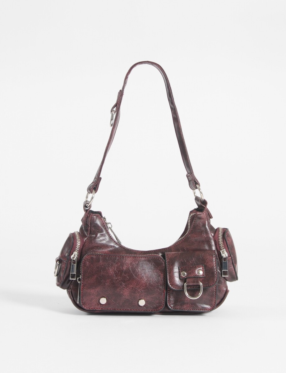 Cartera de hombro bolsillos - bordo 
