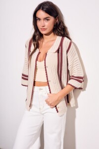 Camisa Crochet Rayada Nácar