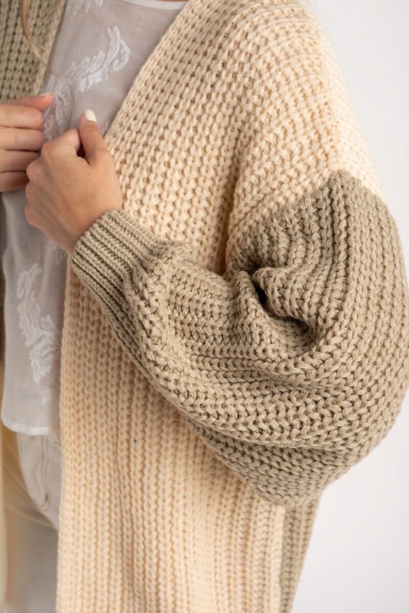 Cardigan Combinado Algodón Nácar
