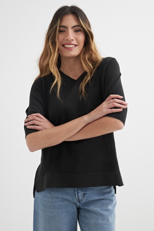 Sweater manga 3/4 NEGRO