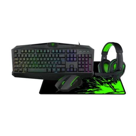 Combo Gamer T-Dagger Teclado Mouse Pad Auriculares con Micro Negro/verde