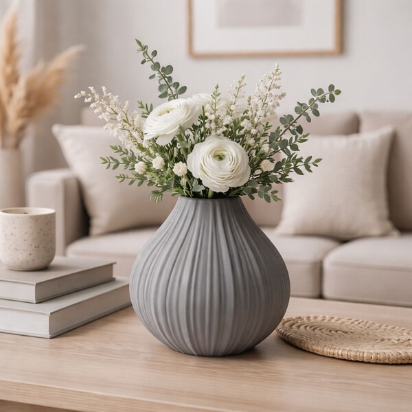 FLORERO PASTEL Gris - UNICO