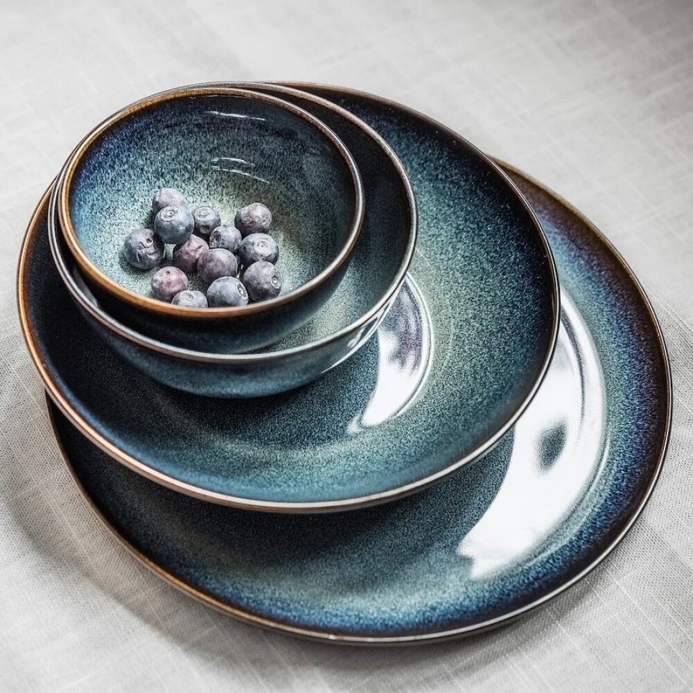 Plato de Mesa de Cerámica Organic Azul 24 cm PLATO DE MESA CERAMICA D25CM ORGANIC AZUL