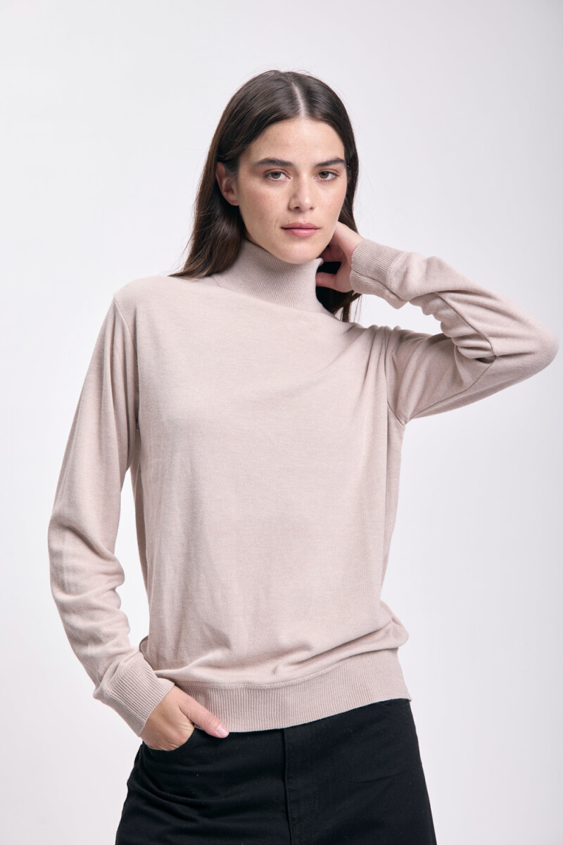 Polera de punto básica - Beige 
