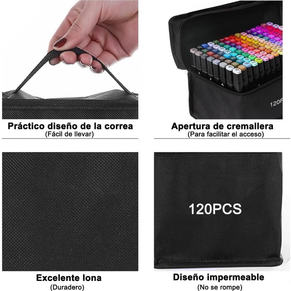 Set De Marcadores Drypens x120 Doble Punta Con Estuche Set De Marcadores Drypens x120 Doble Punta Con Estuche