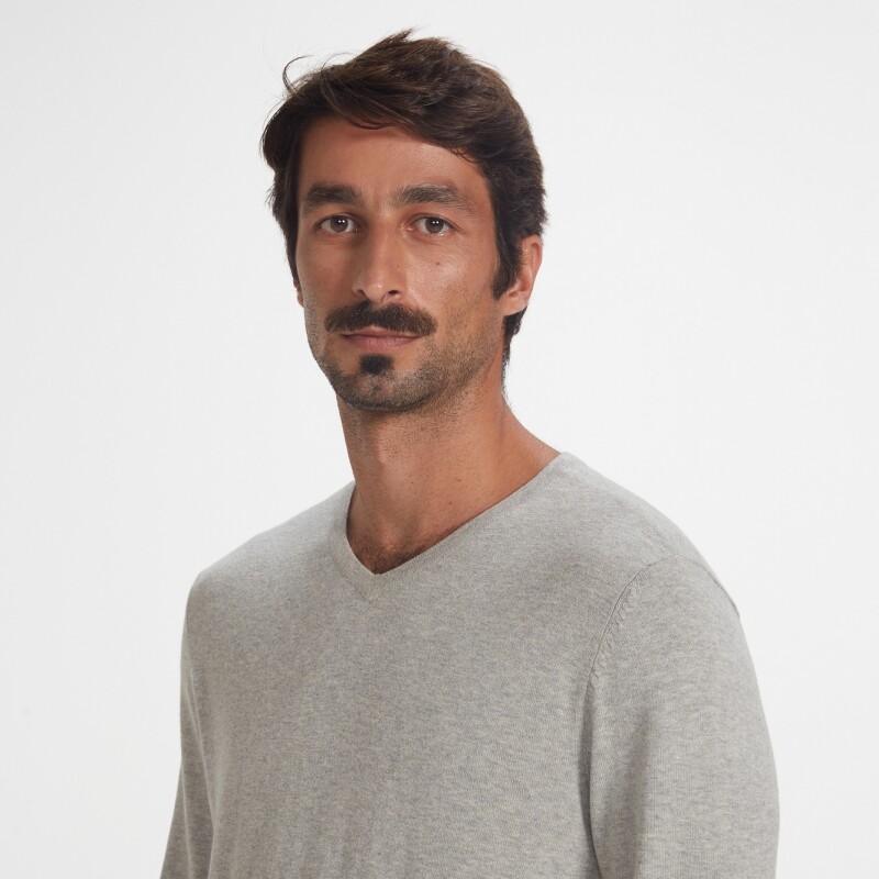BLUSAO MASCULINO ADULTO (SWEATER) CINZA MESCLA