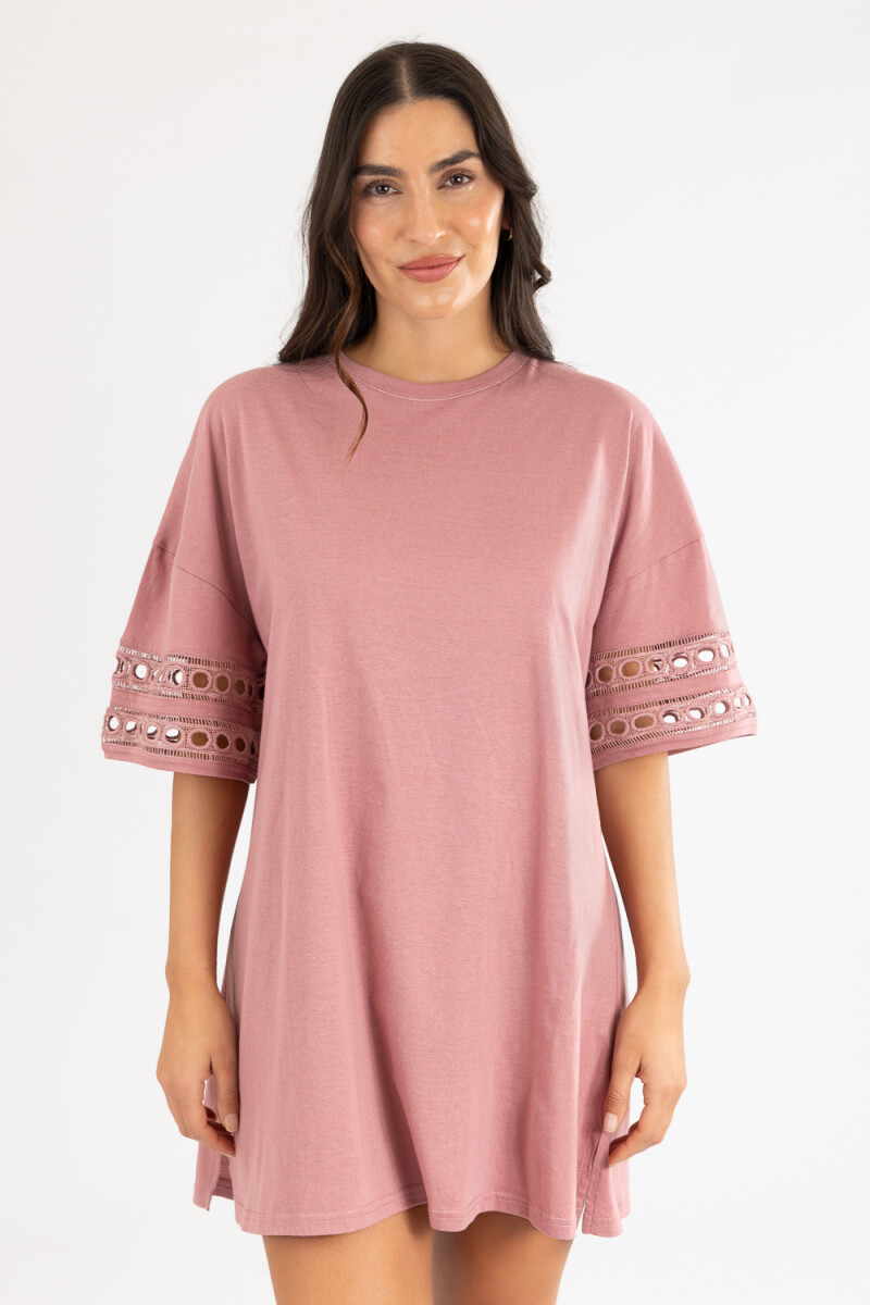 Cotton lace dress - Marron 