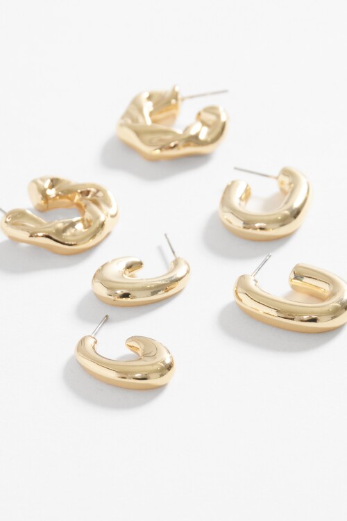 Set 3 aros curvo dorado