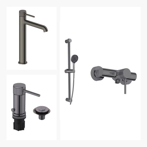 Juego De Griferia Incluye Lavatorio Alto,Bidet Y Ducha Exterior 000