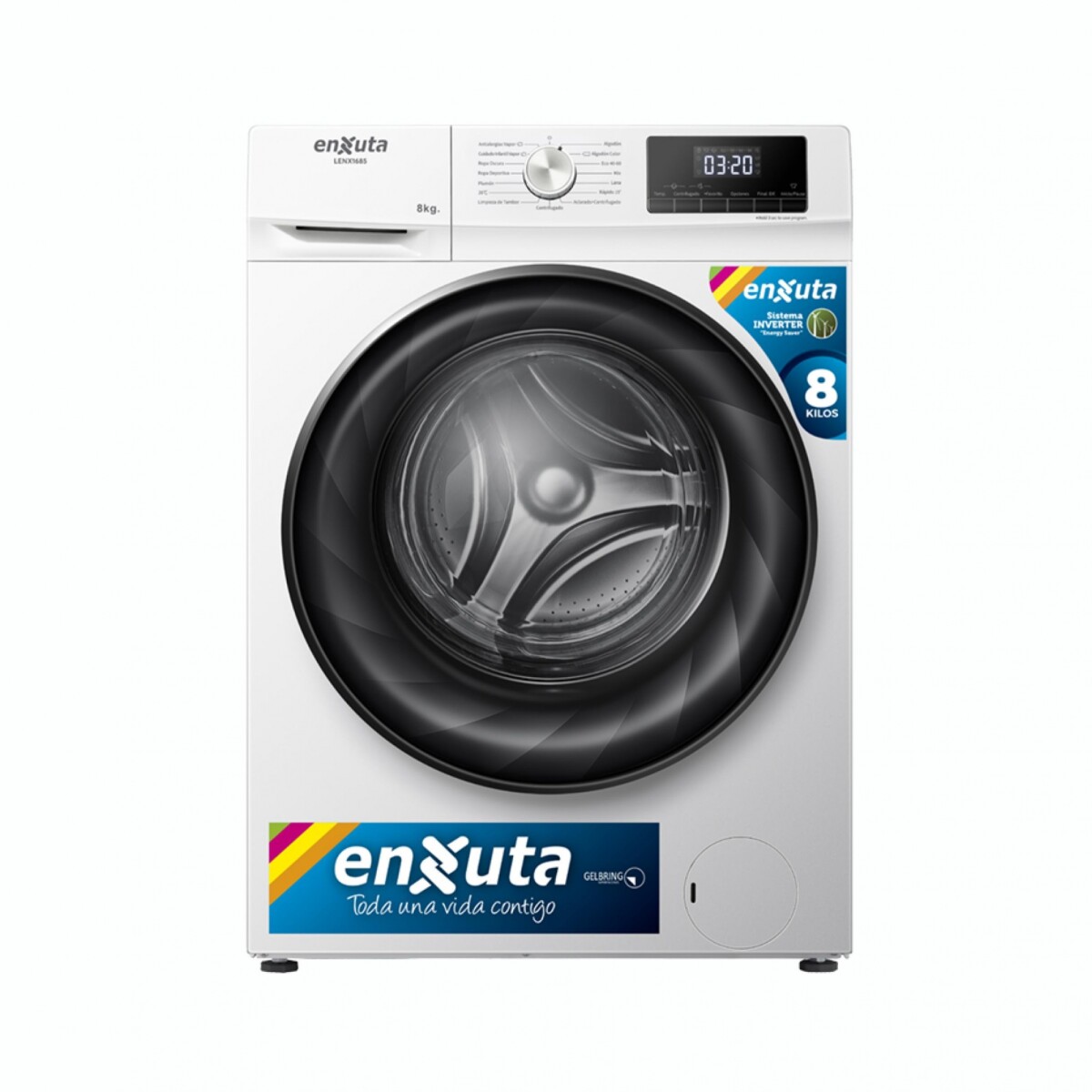 Lavarropas ENXUTA LENX1685T Carga Frontal Capacidad 8Kg 