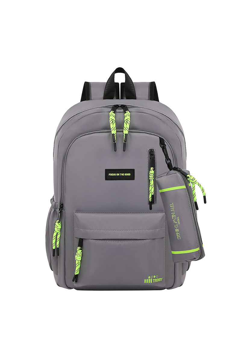 Mochila con cartuchera Trendy - Gris 