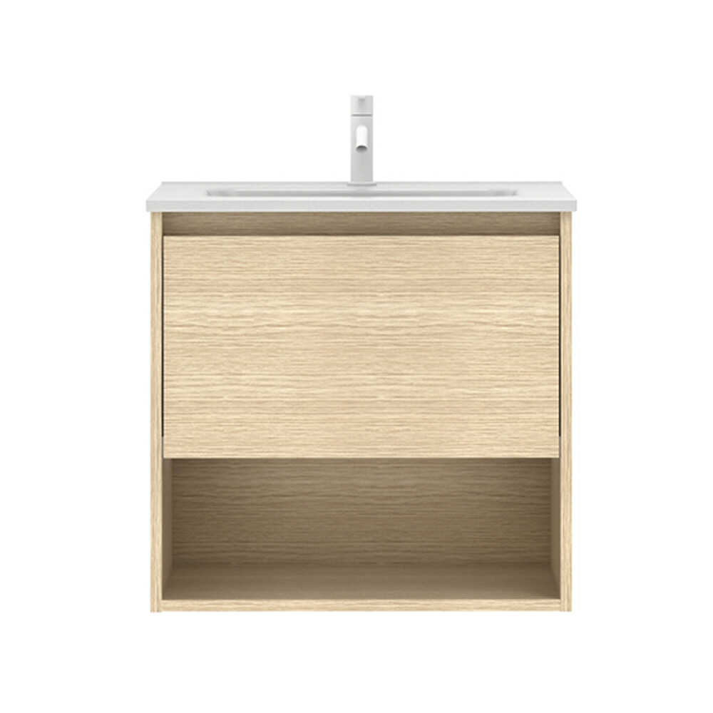 MUEBLE BAÑO NIWA 60 CM ROBLE ARENADO CON MESADA Mueble Baño Niwa 60 Cm Roble Arenado Con Mesada