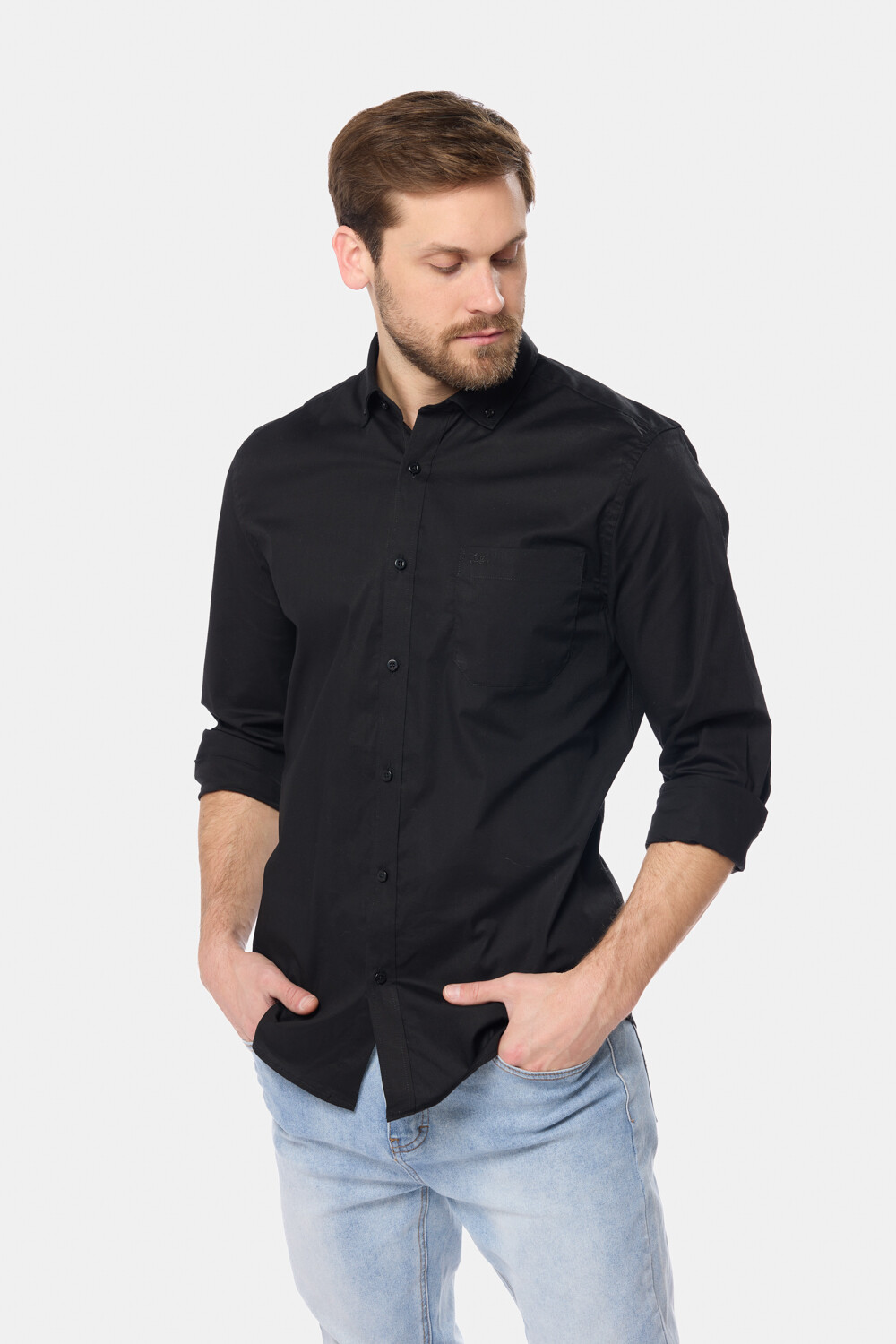 CAMISA LISA SPORT CON SPANDEX Negro