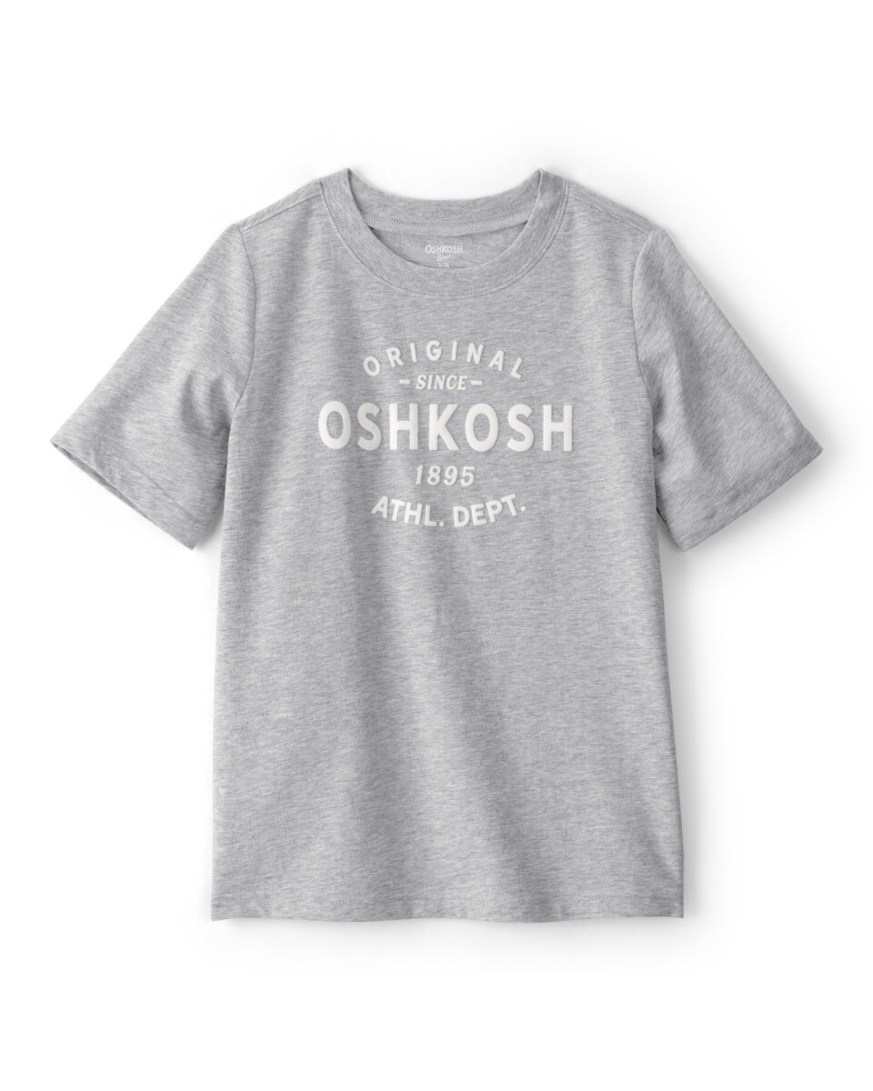 Remera de algodón, manga corta, gris con logo 