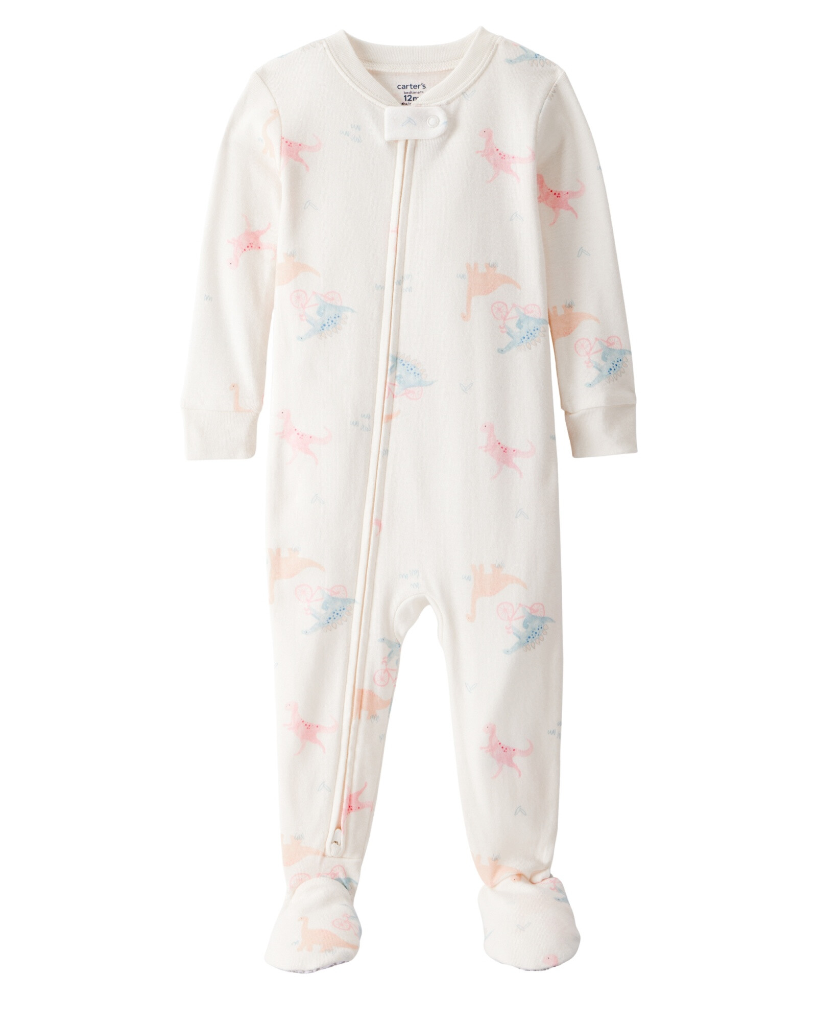 Pijama una pieza de algodón, con pie, diseño dinos Sin color