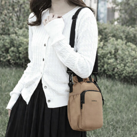 Bolso Porta Botellas con Asa y Bolsillos de Viaje Beige