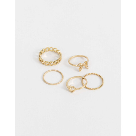 Sets De Anillos Con Strass Crystal Dorado