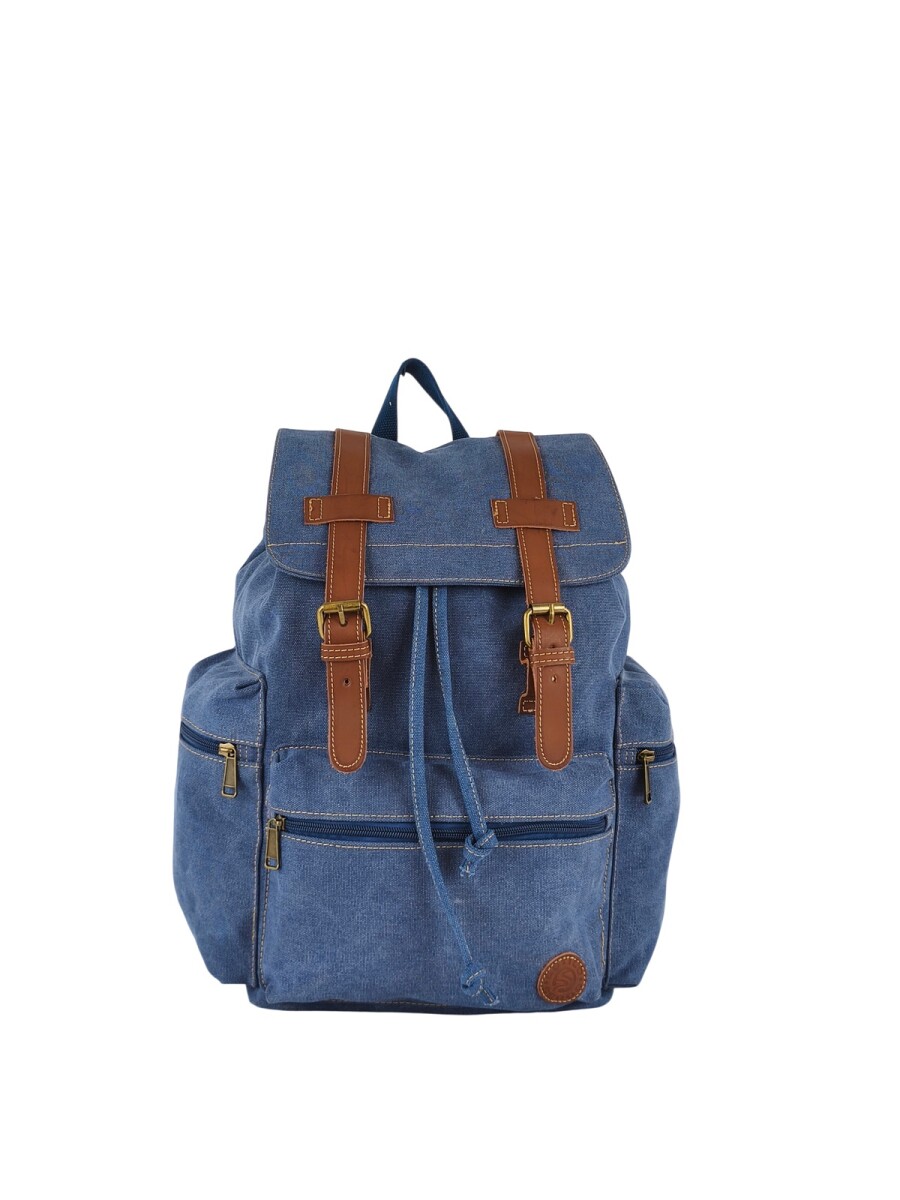 Mochila grande con bolsillos - azul 