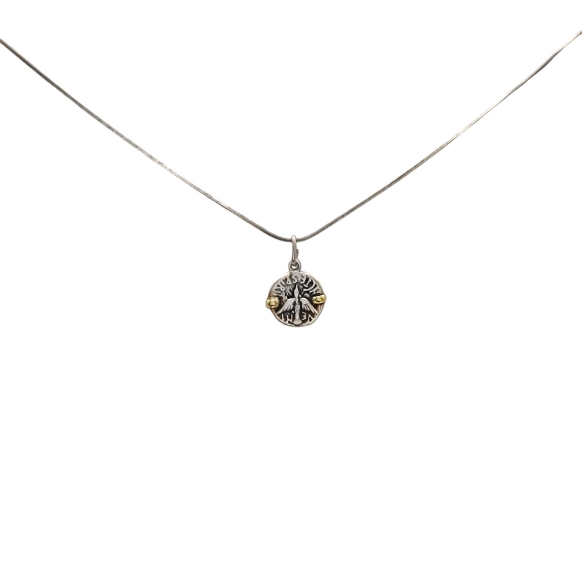 Dije Espíritu Santo plata quemada -Plata y oro- Sin piedra- CP5029 - sinpiedra 