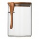 Recipiente Hermetico Vidrio Tapa Bamboo Cuchara 1500 Ml Sin Color